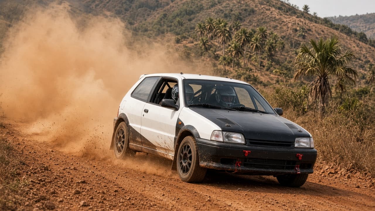 Voiture sur une piste en terre