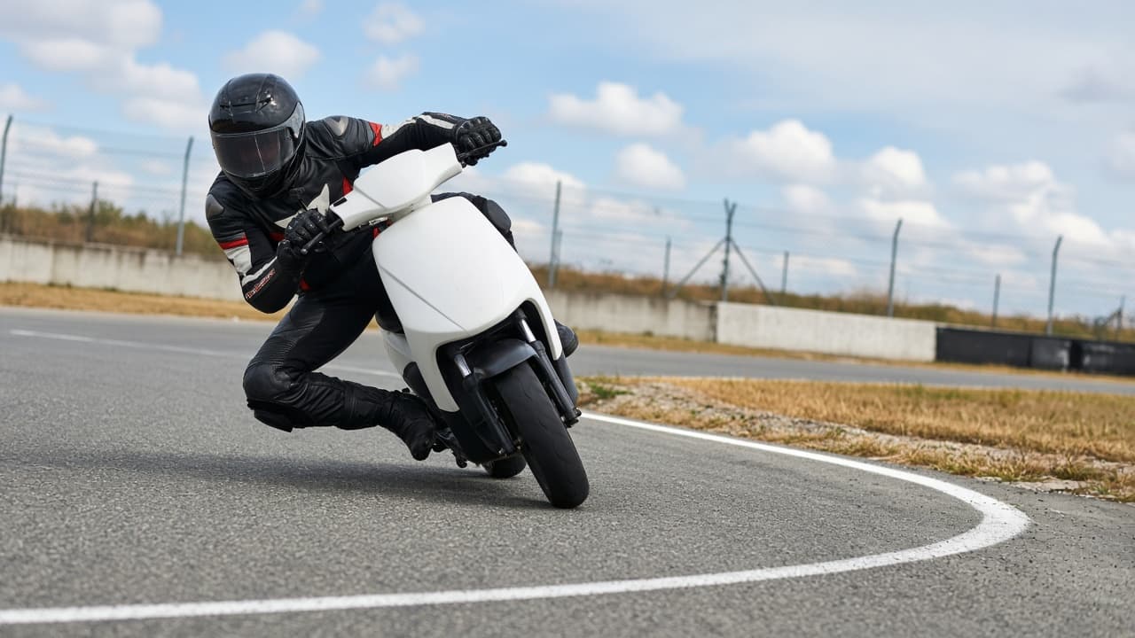 Scooter en course